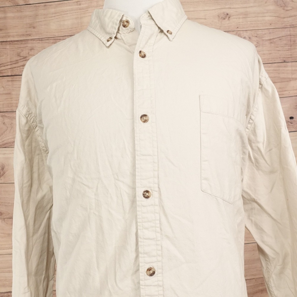 The Foundry Supply Co. Shirt Mens 3XL Beige Long Sleeve Button-Up Cotton Casual
